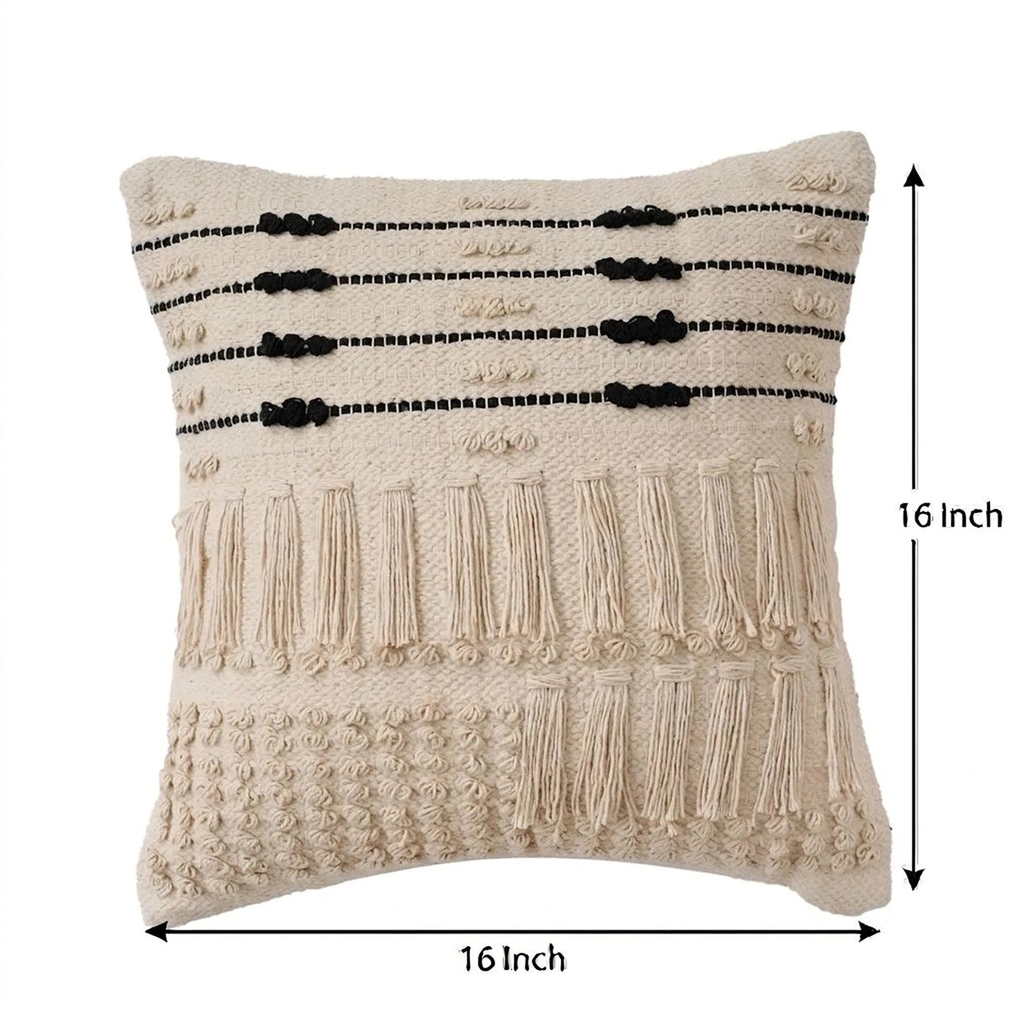 Luxury Handloom Cotton Cushion Cover - 16x16 Inch | Artisan-Woven Decorative Pillow Cover- CC10