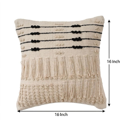 Luxury Handloom Cotton Cushion Cover - 16x16 Inch | Artisan-Woven Decorative Pillow Cover- CC10