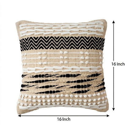 Luxury Handloom Cotton Cushion Cover - 16x16 Inch | Artisan-Woven Decorative Pillow Cover- CC09