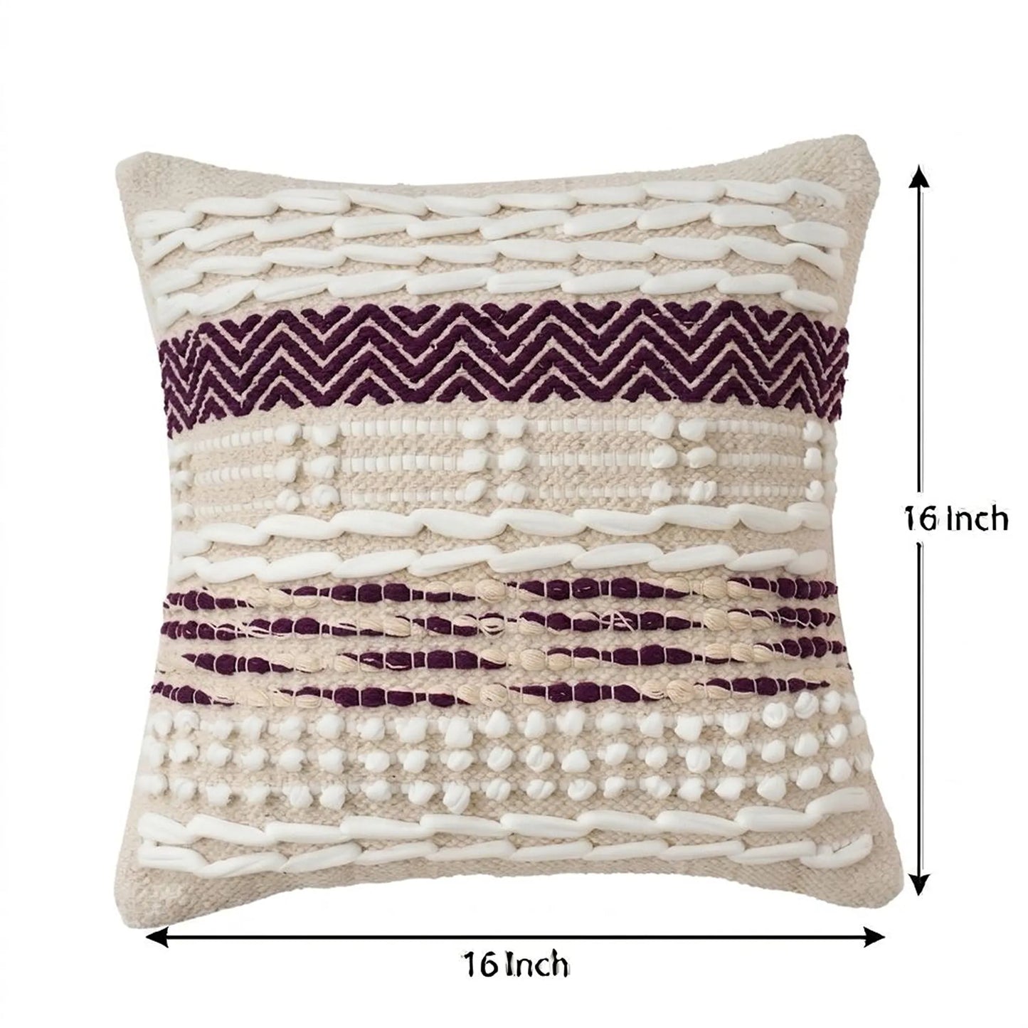 Luxury Handloom Cotton Cushion Cover - 16x16 Inch | Artisan-Woven Decorative Pillow Cover- CC08