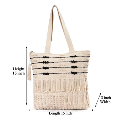 Luxury Premium Handcrafted Big Cotton Tote Bag : Spacious & Durable - TT07