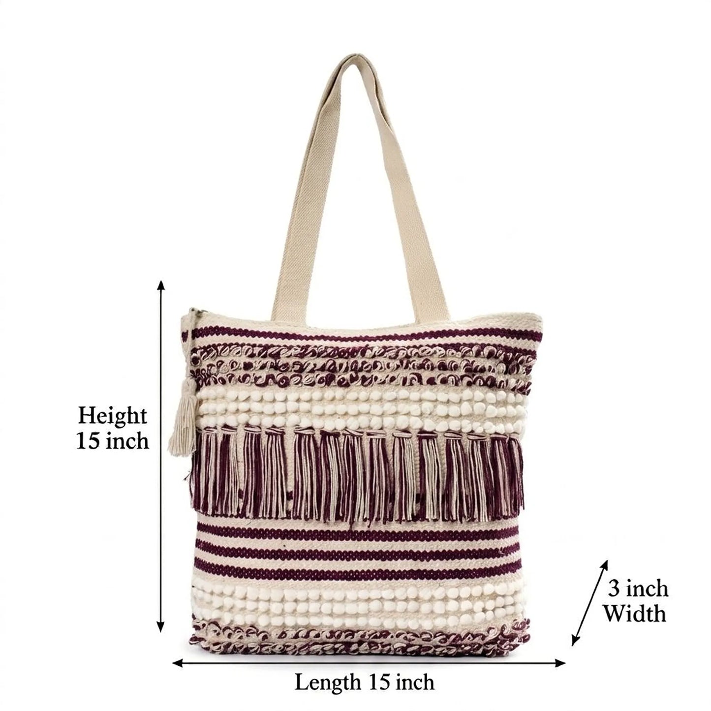Luxury Premium Handcrafted Big Cotton Tote Bag : Spacious & Durable - TT08