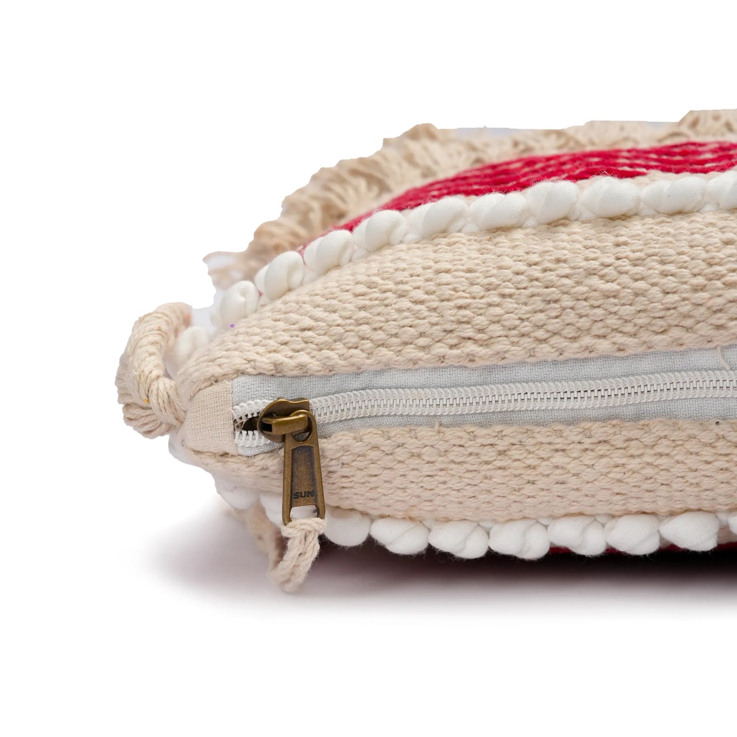 Cotton Bohemian Bag, Sling Bag for Girls and Women Handmade Cotton Purse, Red - HB10022