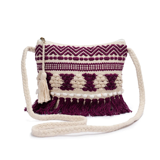 Cotton Bohemian Bag, Sling Bag for Girls and Women Handmade Cotton Purse, Ethnic Crossbody - HB10016