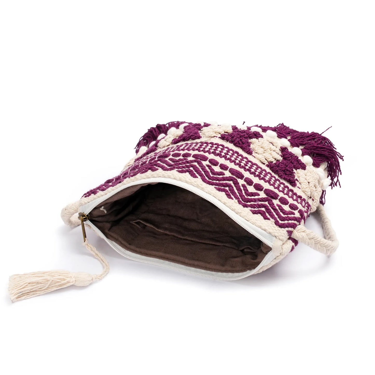 Cotton Bohemian Bag, Sling Bag for Girls and Women Handmade Cotton Purse, Ethnic Crossbody - HB10016