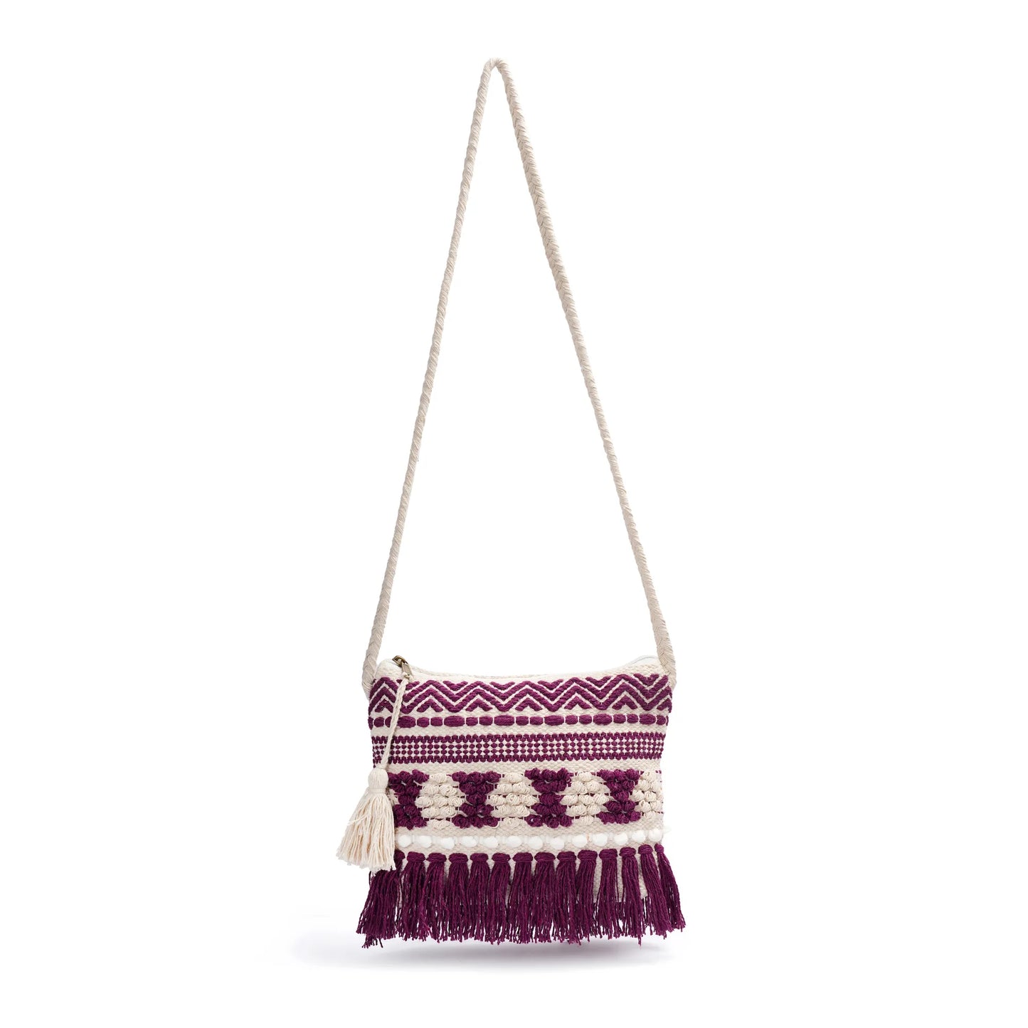 Cotton Bohemian Bag, Sling Bag for Girls and Women Handmade Cotton Purse, Ethnic Crossbody - HB10016