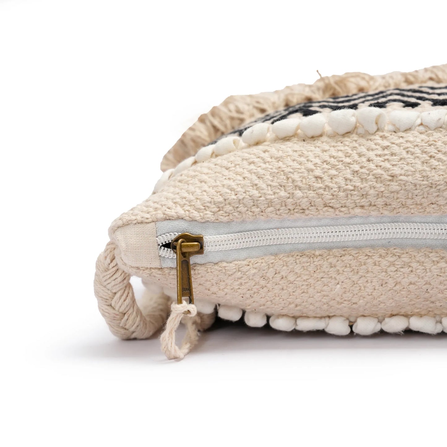 Cotton Bohemian Bag, Sling Bag for Girls and Women Handmade Cotton Purse, Black - HB10021
